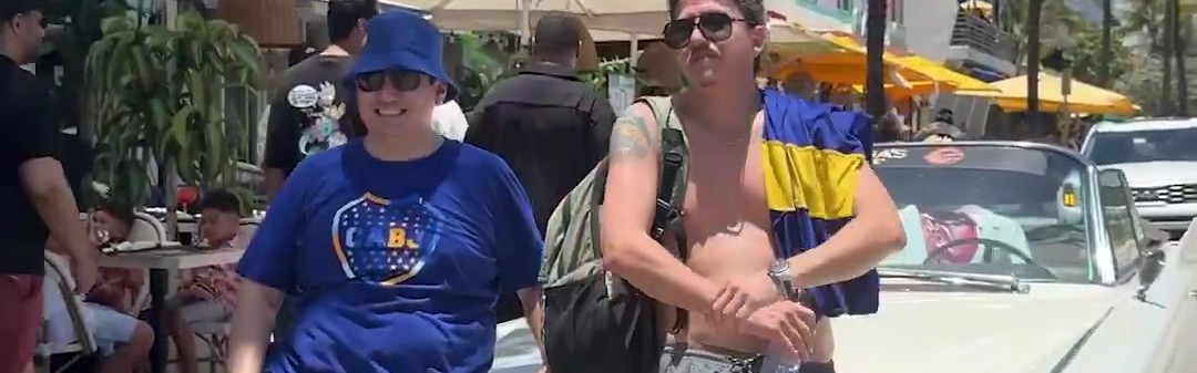 谈球吧博卡球迷在海滩为球队助威，遇河床球迷嘲讽：你们倒在马德里了